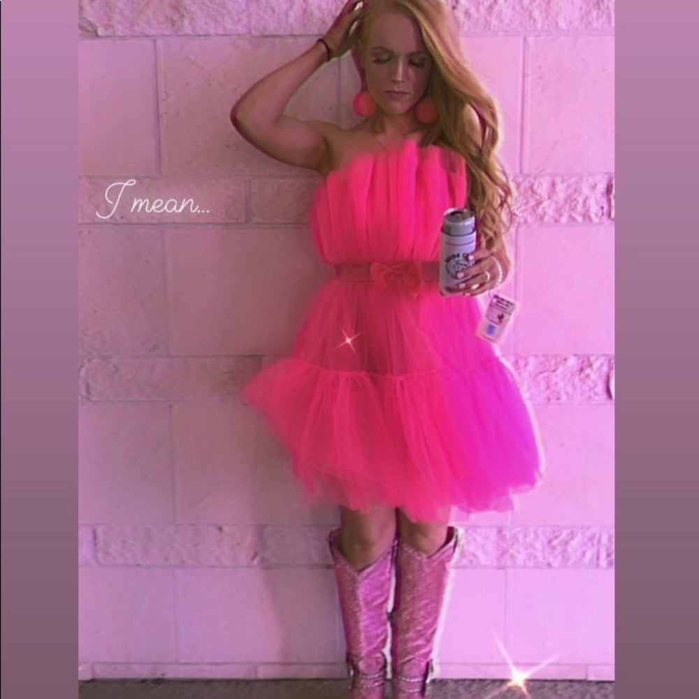 HOT pink tulle dress